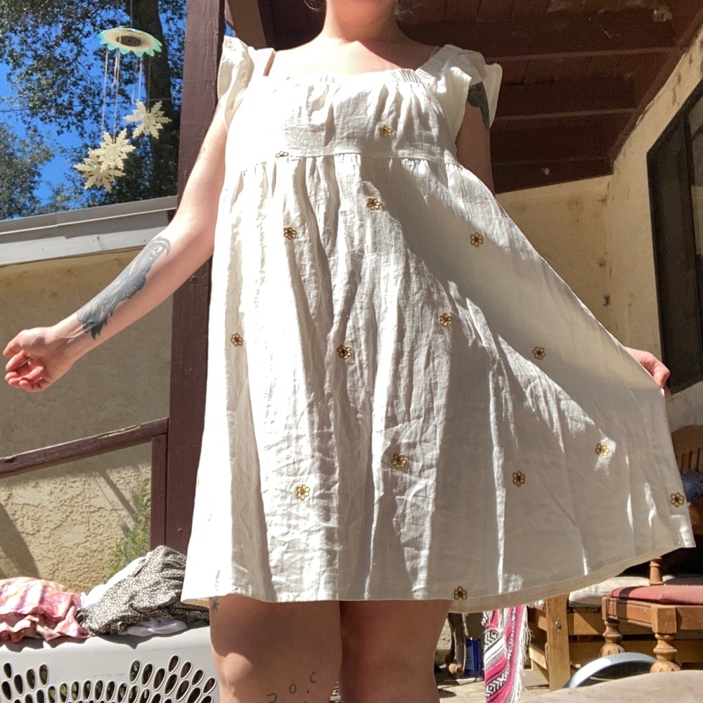 Boho white summer dress